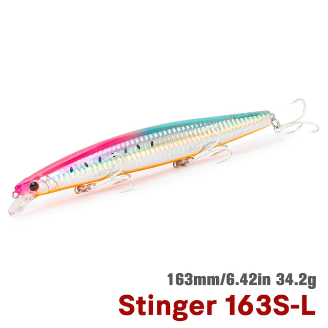 TSURINOYA 34.2g STINGER 163S Sinking Minnow 163mm Sea Fishing Lure Hard Artificial Pike Fishing Baits Tackle DW119 - Daisan Mart
