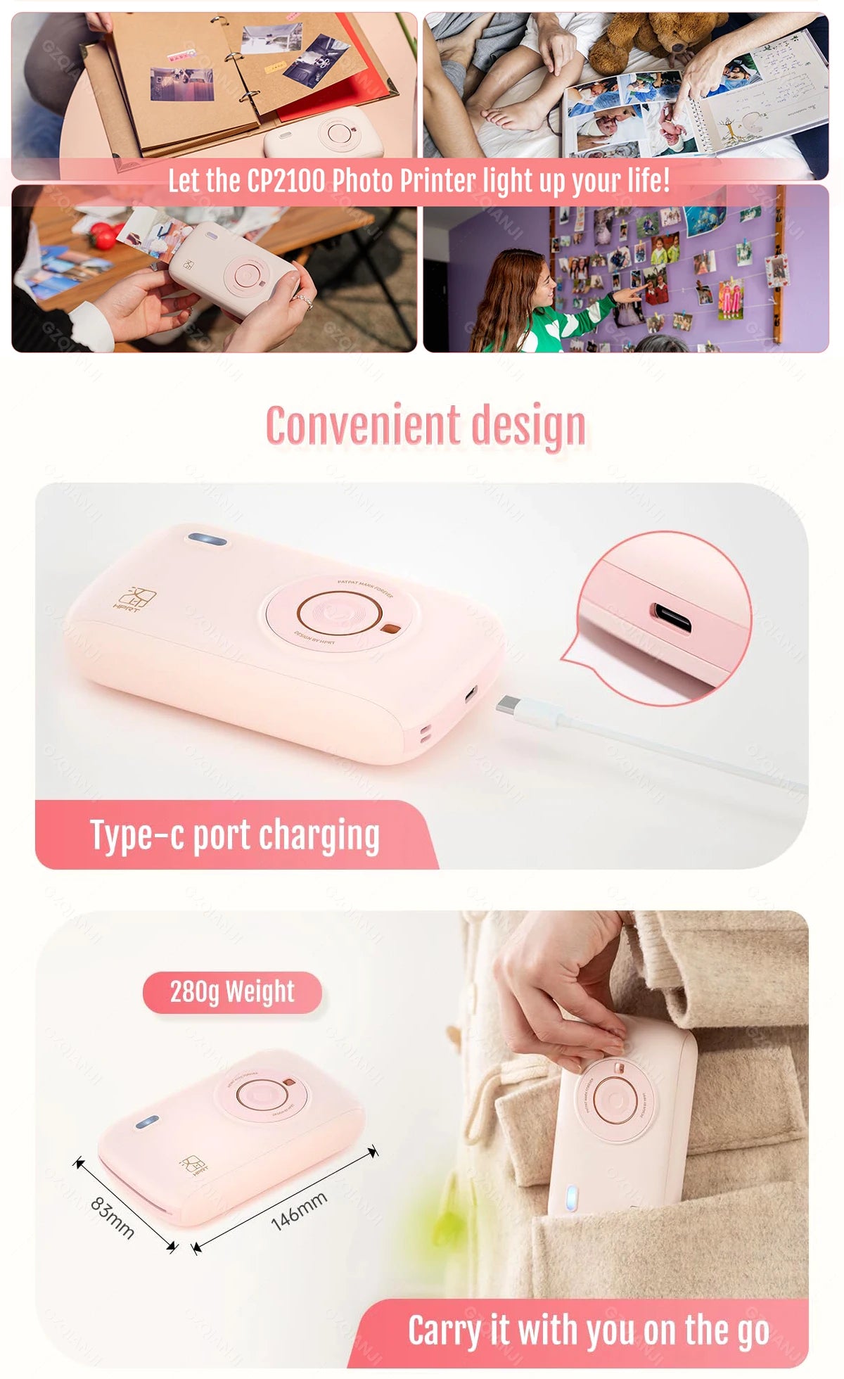 Máy In Ảnh Mini CP2100 Bluetooth 300dpi 2x3 Inch - Daisan Mart