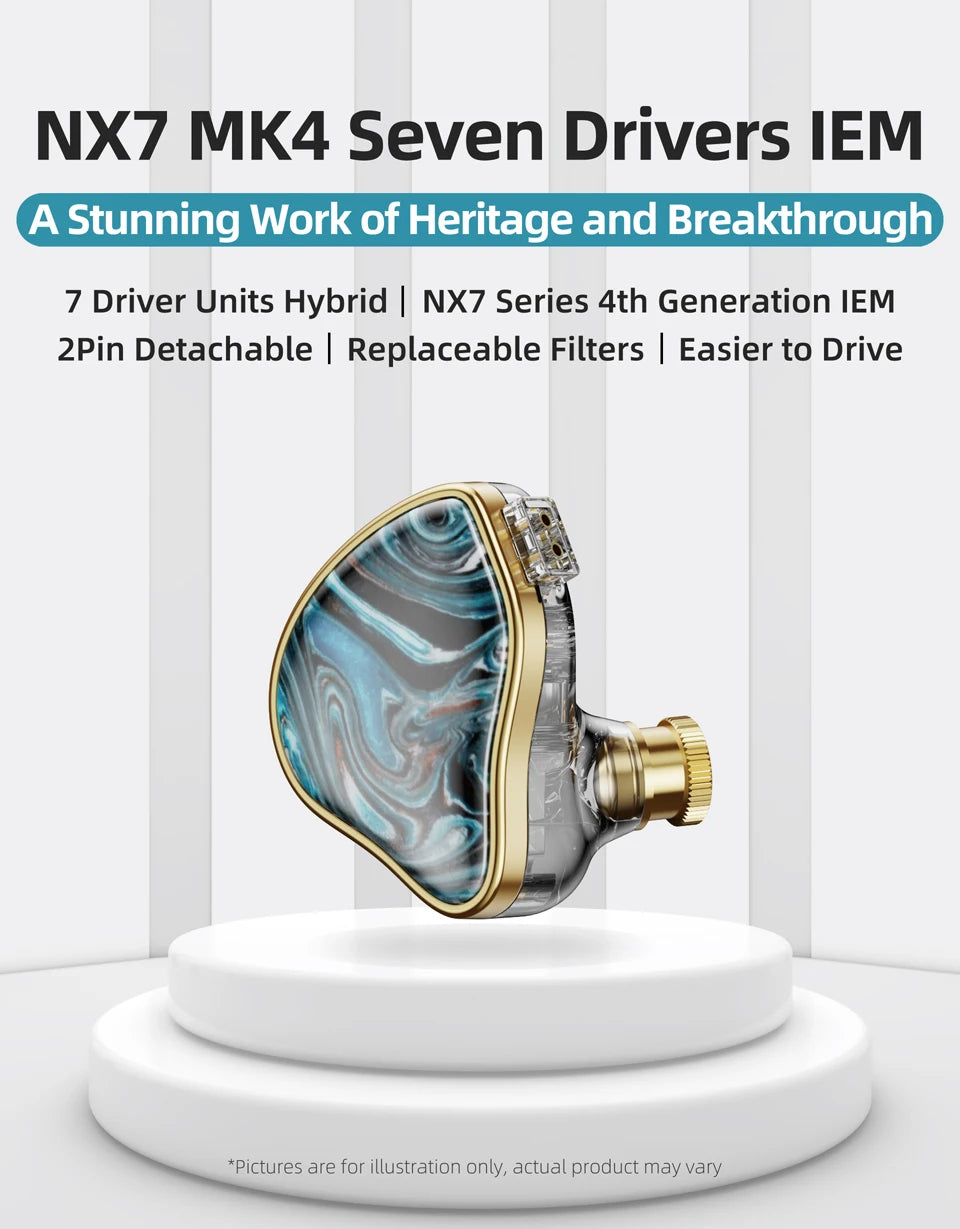 NICEHCK NX7MK4 MK4 Stabilized Wood HIFI Earbud 7 Driver Units Hybrid Audiophile Earphone With Replaceable Tuning Filters IEM MK3 - Daisan Mart