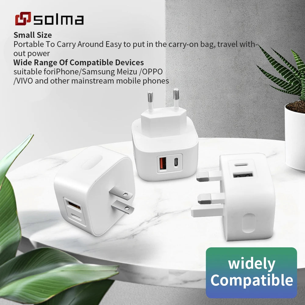 PD+USB Charger Charge For Mobile Phone Plug Charging Adapter Portable Wall Mobile Charger