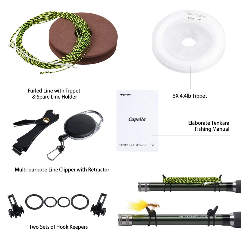 Bộ Cần Câu Tenkara Goture 12FT Siêu Nhẹ Carbon IM8 - Daisan Mart