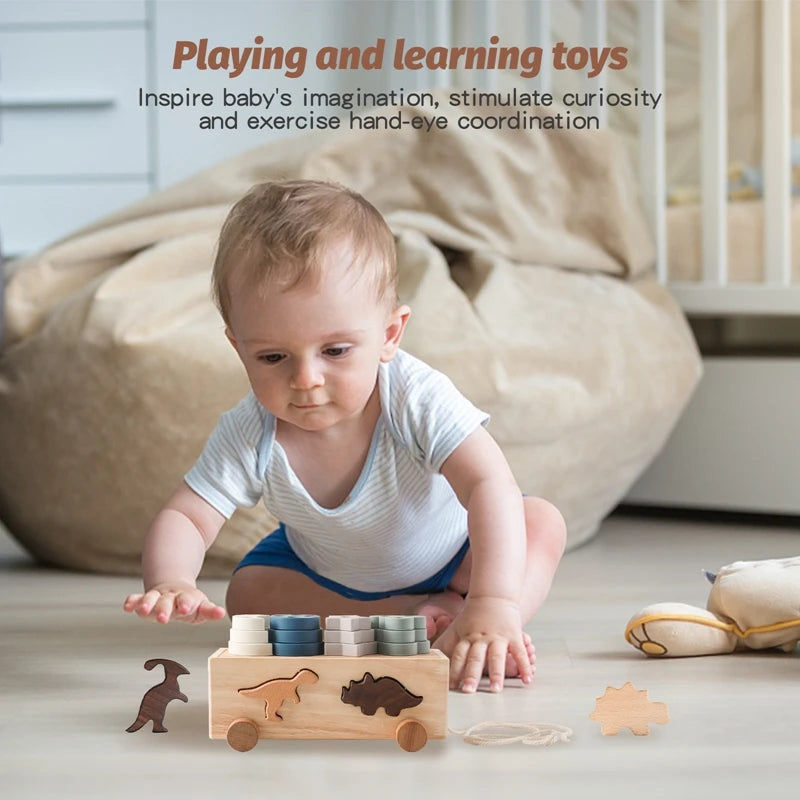Ô tô Khủng Long Gỗ Thông Minh Đa Năng Montessori - Daisan Mart