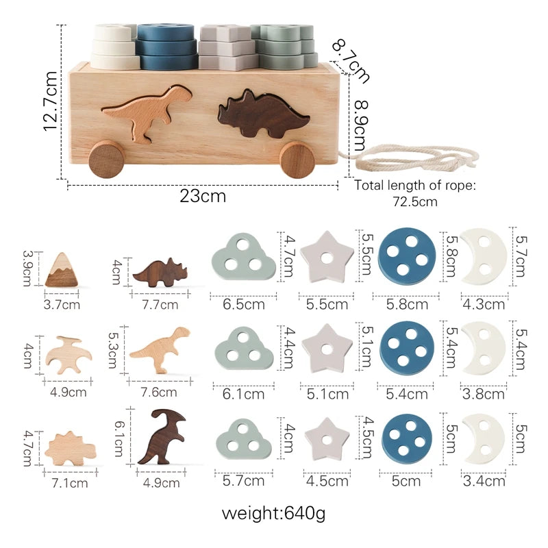 Ô tô Khủng Long Gỗ Thông Minh Đa Năng Montessori - Daisan Mart