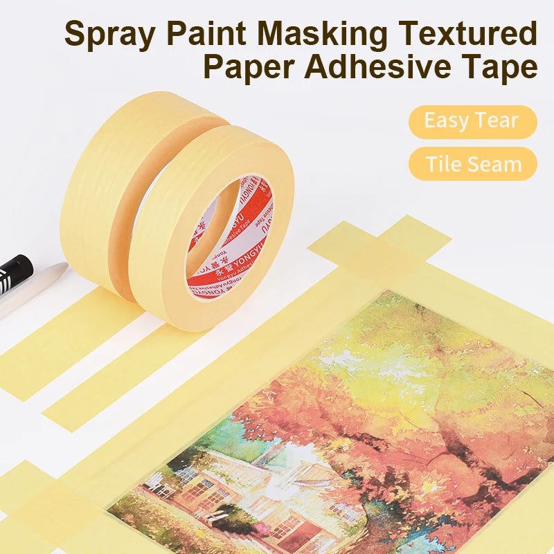 50M Crepe Paper Tape Car Painting Protection Paper Tape No Glue Residue Masking Adhesive Tapes Spray Paint Masking Art Stickers - Daisan Mart