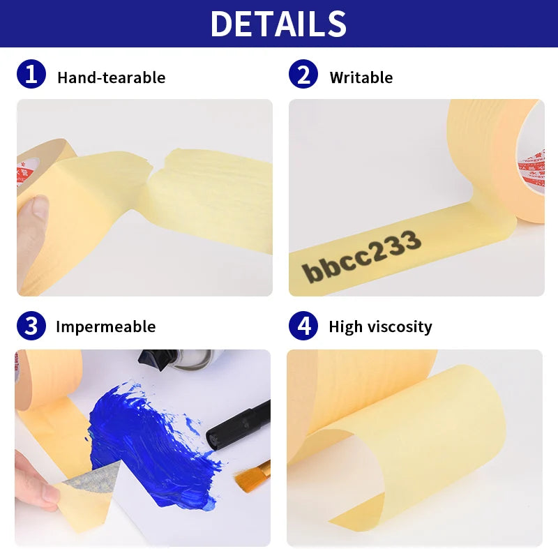 50M Crepe Paper Tape Car Painting Protection Paper Tape No Glue Residue Masking Adhesive Tapes Spray Paint Masking Art Stickers - Daisan Mart