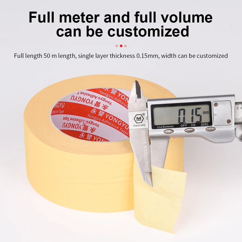 50M Crepe Paper Tape Car Painting Protection Paper Tape No Glue Residue Masking Adhesive Tapes Spray Paint Masking Art Stickers - Daisan Mart