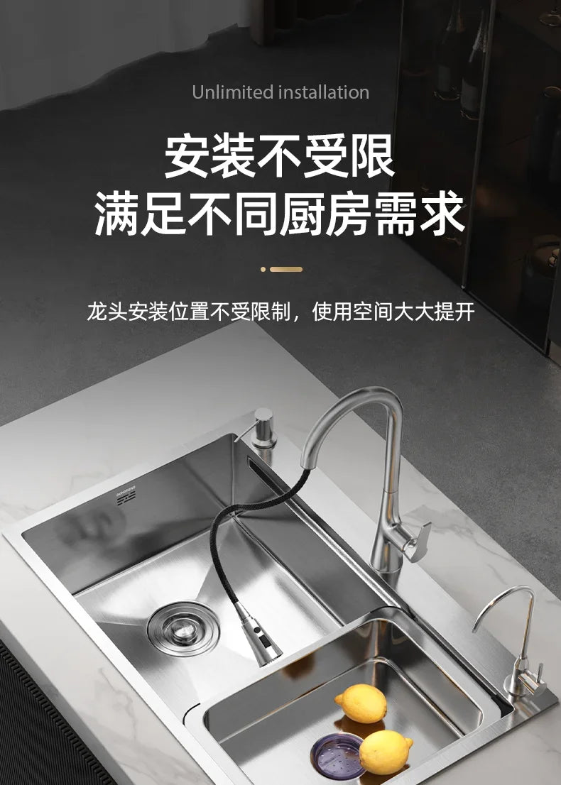 304 stainless steel sink kitchen large single  household  85x45 - Daisan Mart
