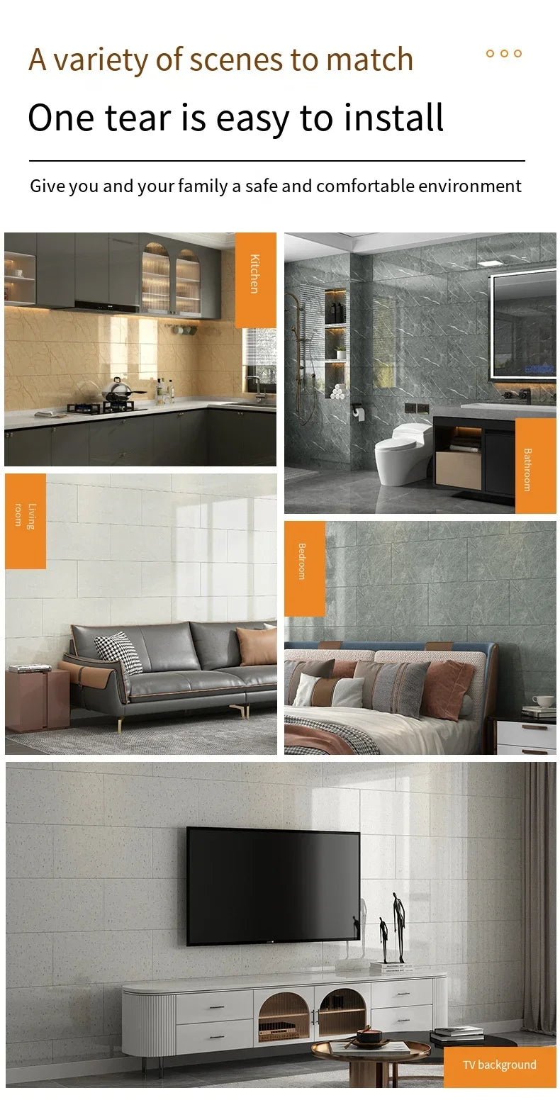 Miếng Dán Tường 3D Giả Gạch 30x60 Chống Nước Marble - Daisan Mart