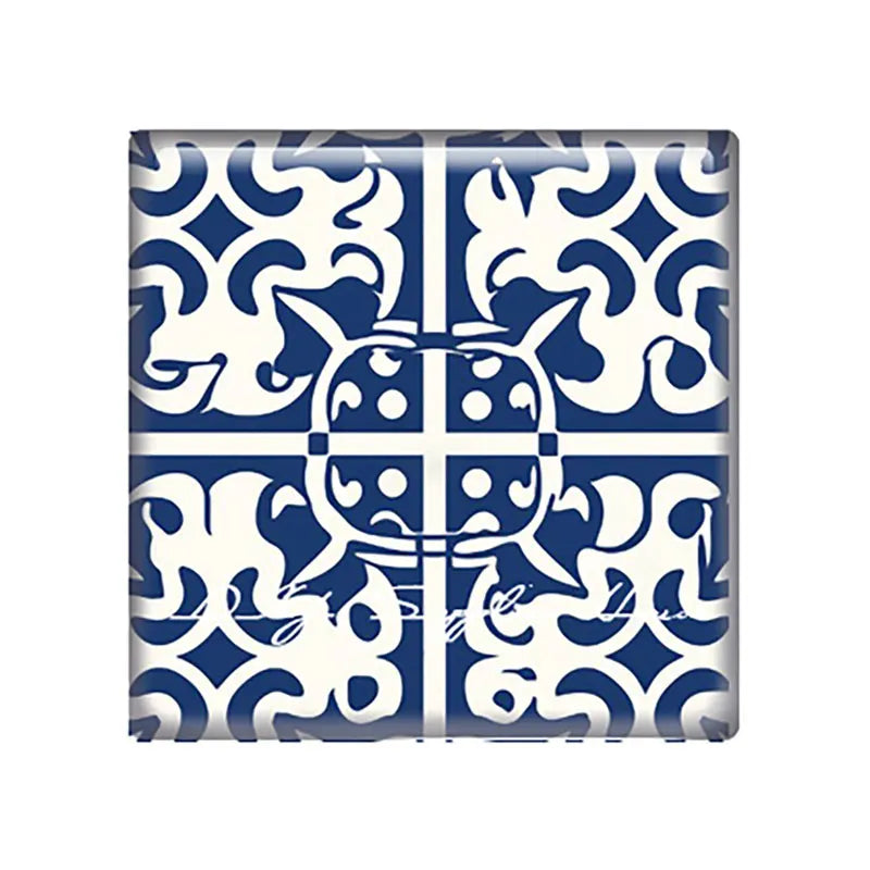 Mặt Kính Vuông Hoa Văn Xanh Cho Trang Sức Handmade