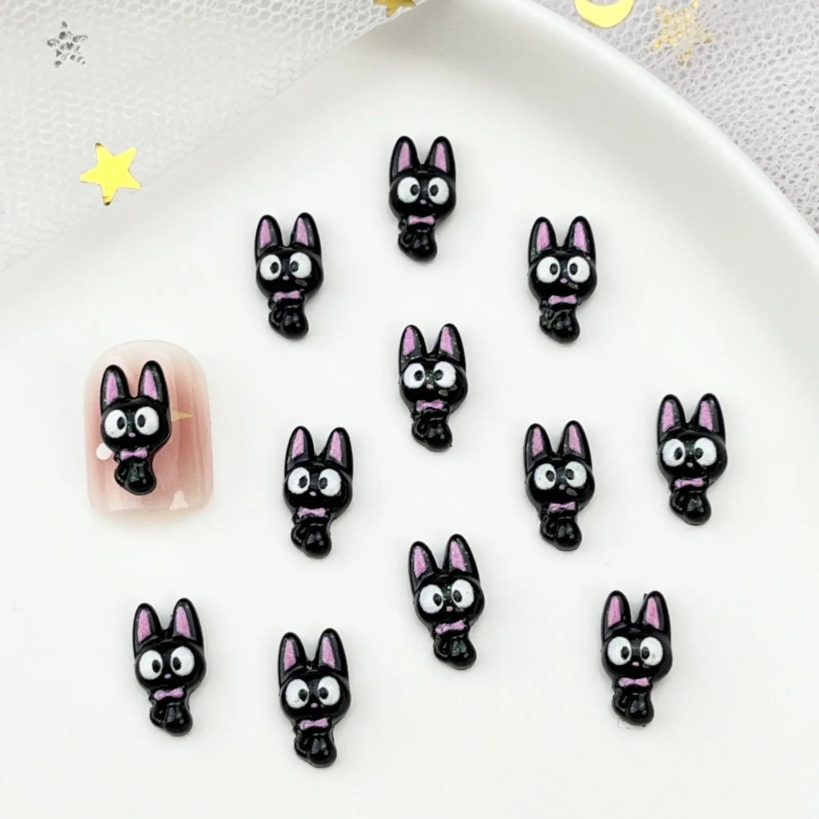 50pcs Resin Mini Colorful Cartoon Halloween Black Cat Flat back Figurines Nail Art DIY Scrapbooks Accessories Crafts