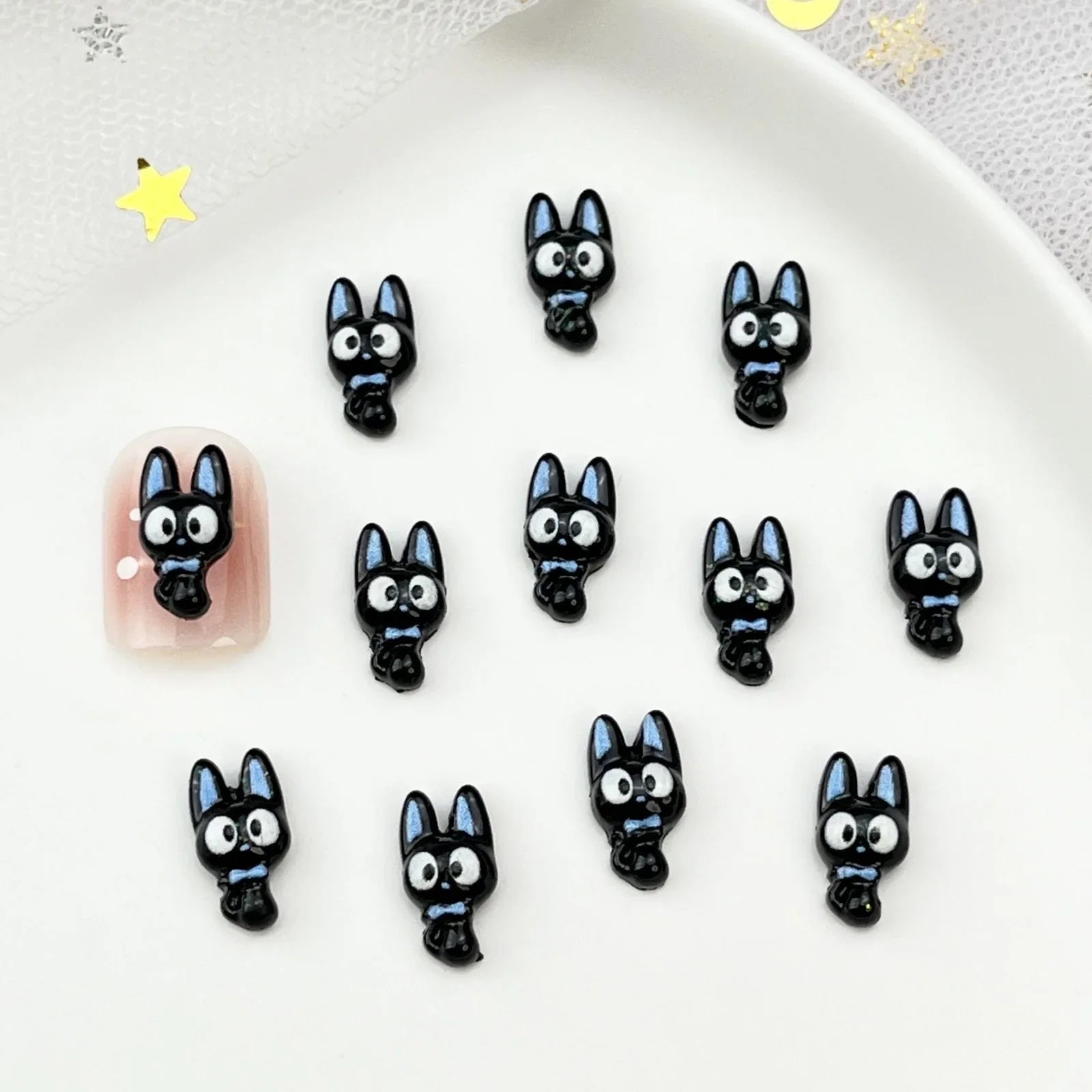 50pcs Resin Mini Colorful Cartoon Halloween Black Cat Flat back Figurines Nail Art DIY Scrapbooks Accessories Crafts