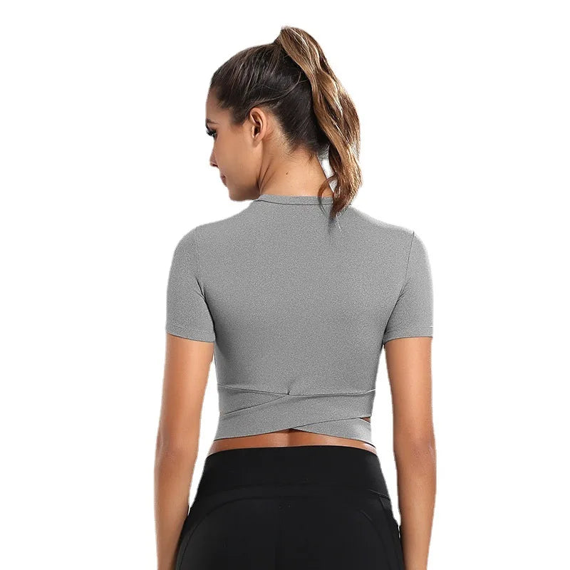 Áo Croptop Tập Gym Nữ Dài Tay Co Giãn Thoáng Mát