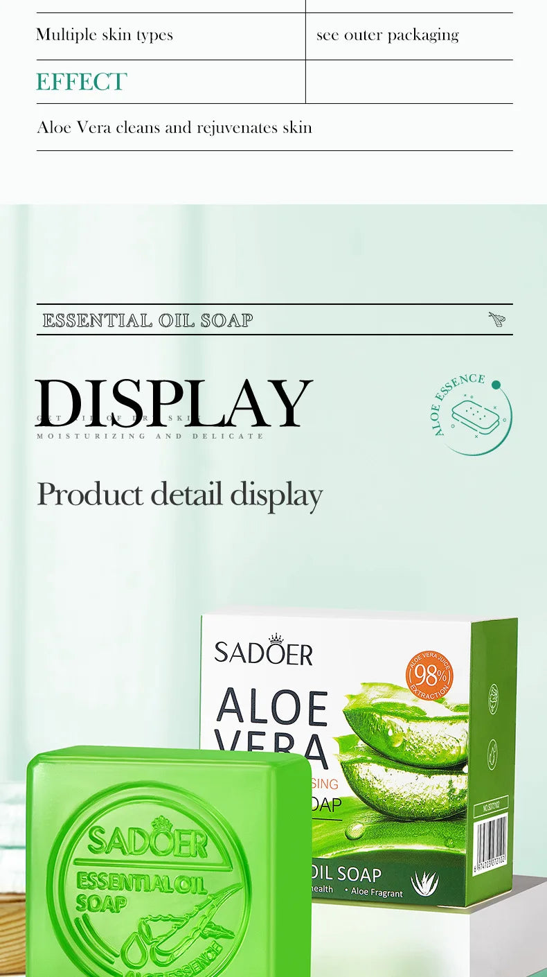 Aloe Vera Smooth Cleansing Natural Soap Cleansing Smooth Handmade Essential Oil Soap100g - Daisan Mart