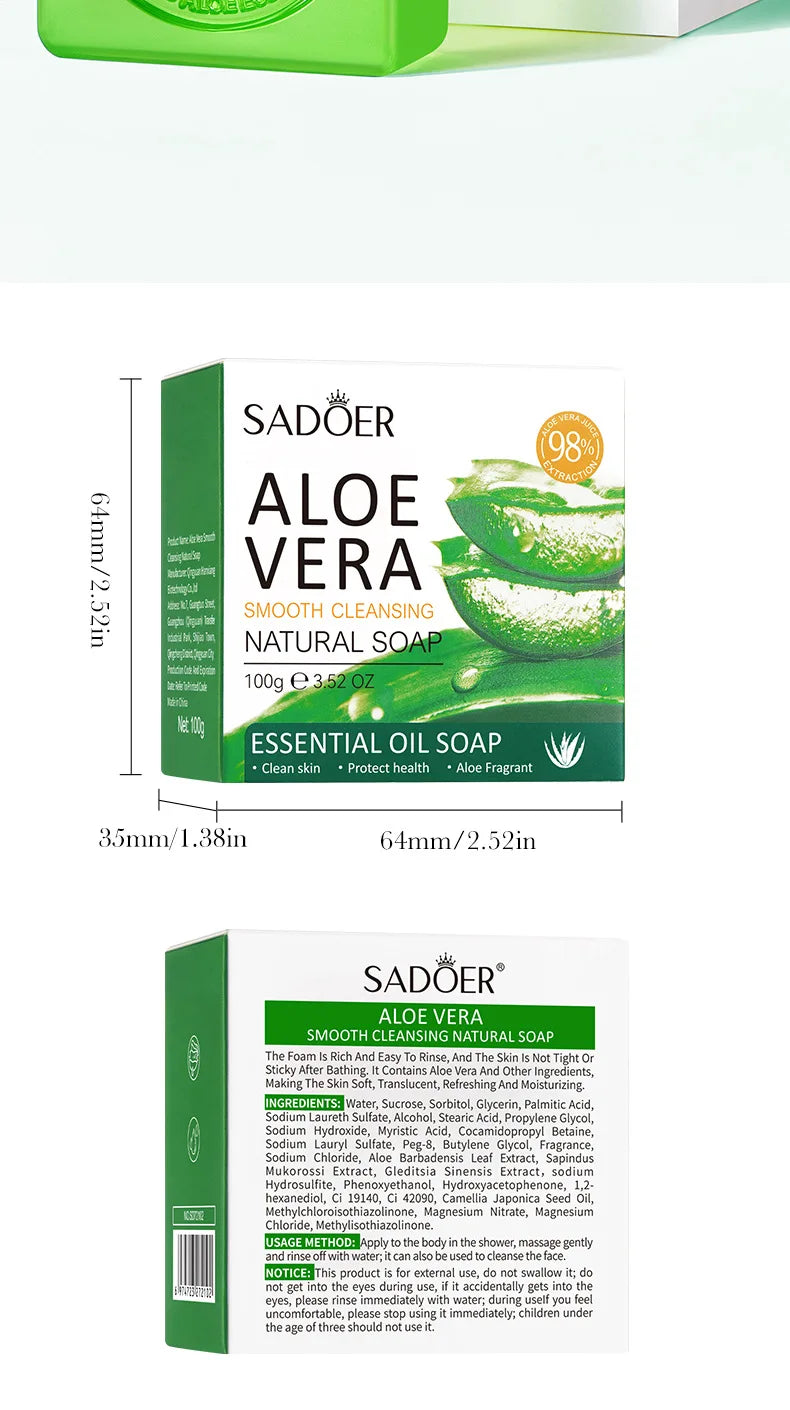 Aloe Vera Smooth Cleansing Natural Soap Cleansing Smooth Handmade Essential Oil Soap100g - Daisan Mart