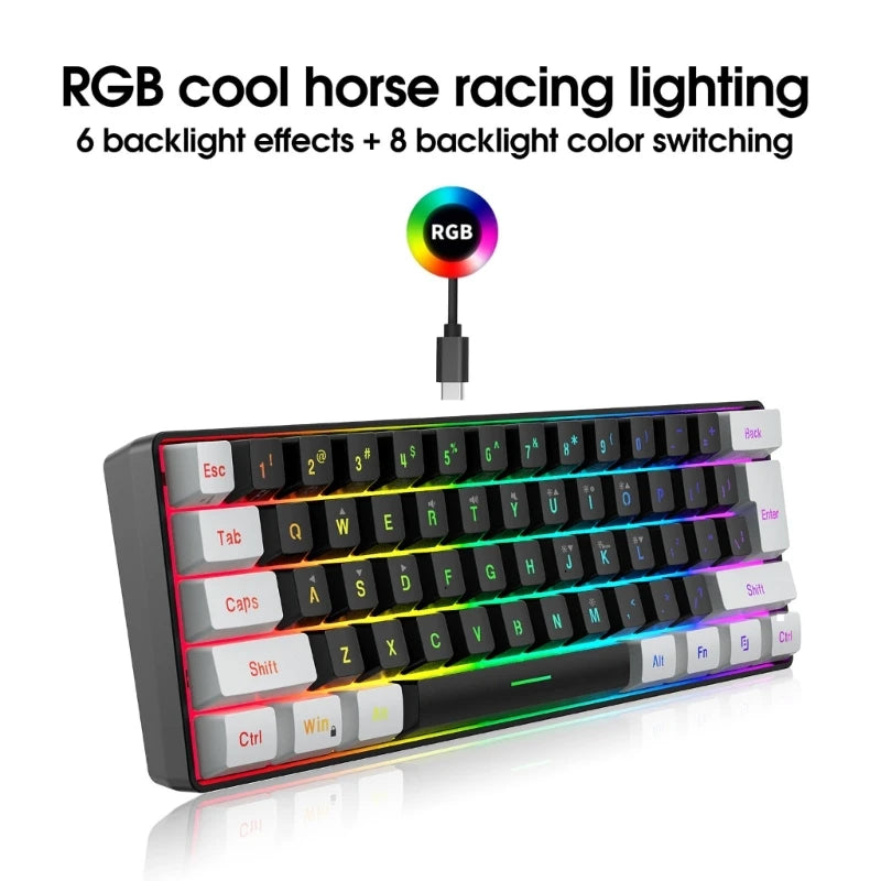 Bàn phím Gaming Mini 61 Phím USB Có Dây Đa Năng - Daisan Mart