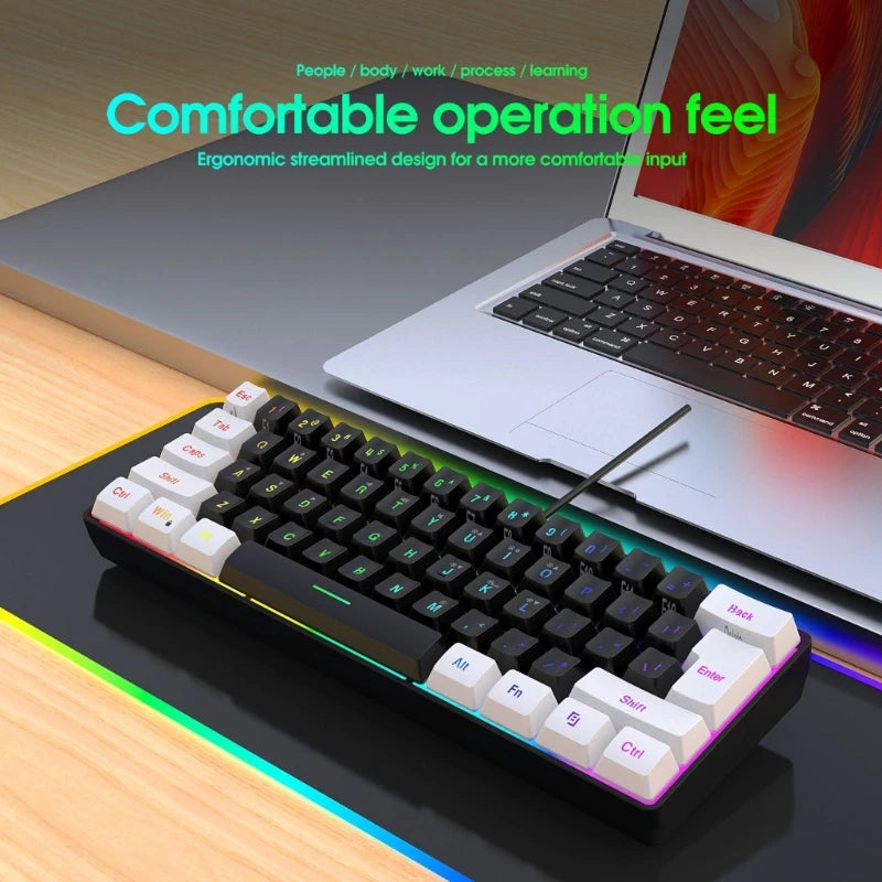 Bàn phím Gaming Mini 61 Phím USB Có Dây Đa Năng - Daisan Mart