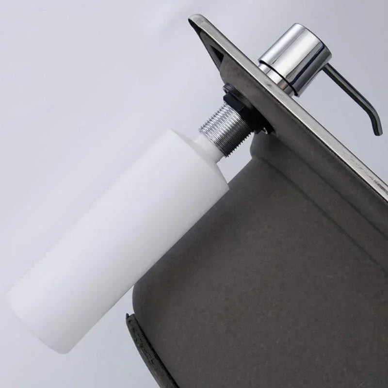 Convenient Stainless Steel Soap Dispenser Mounted On Kitchen Sink