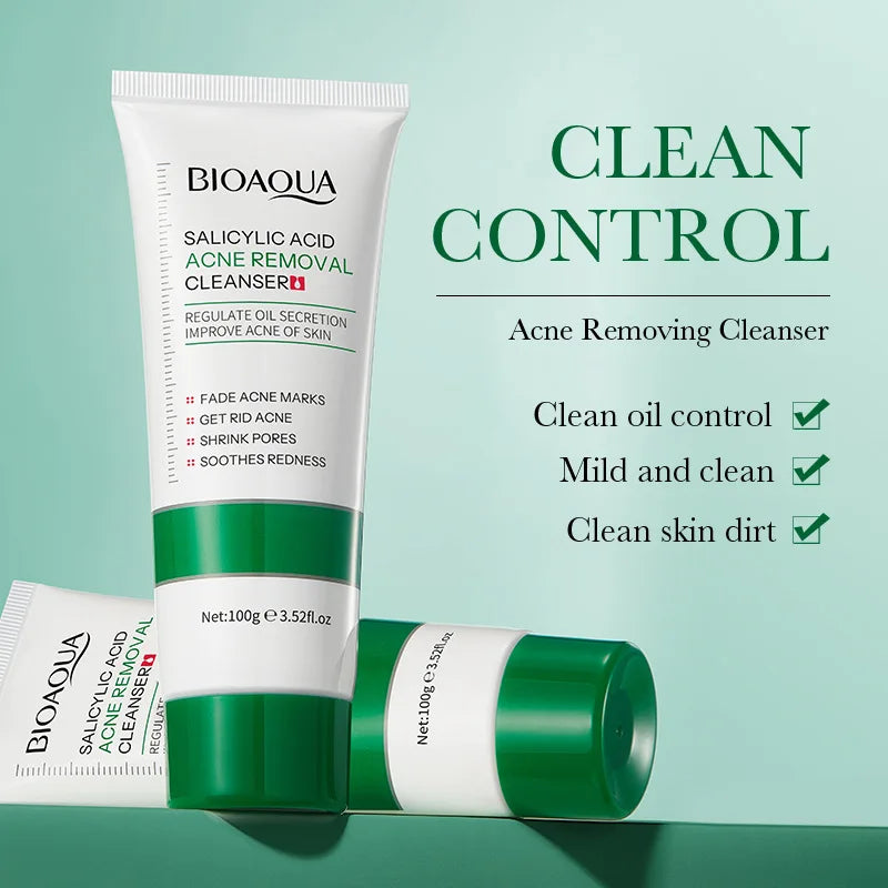 BIOAQUA Salicylic Acid Facial Cleanser Acne Treatment Moisturizing Oil Control skincare Face Wash Foam Face Cleanser Skin Care - Daisan Mart