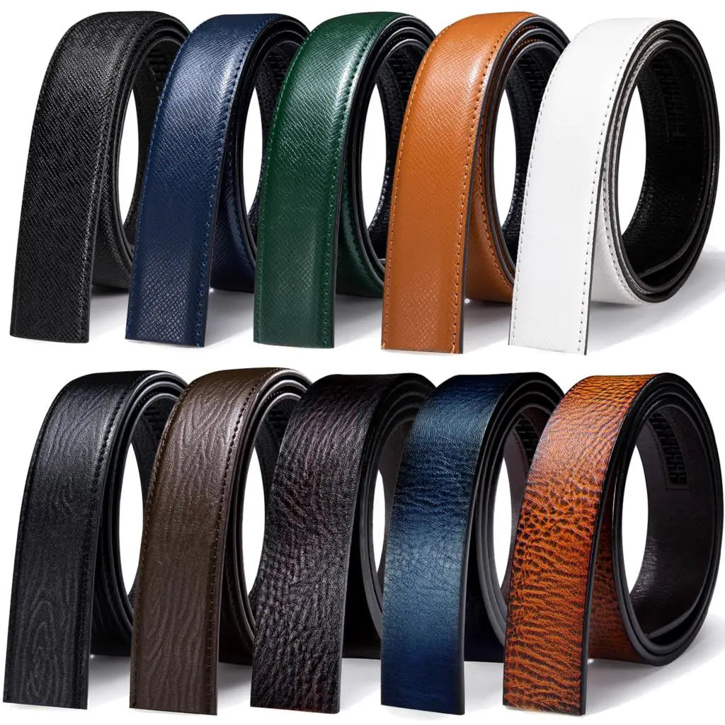 Chín dây thắt lưng da màu đen, xanh, lục, nâu, trắng, cam, nâu đậm, xanh đậm, da cam.