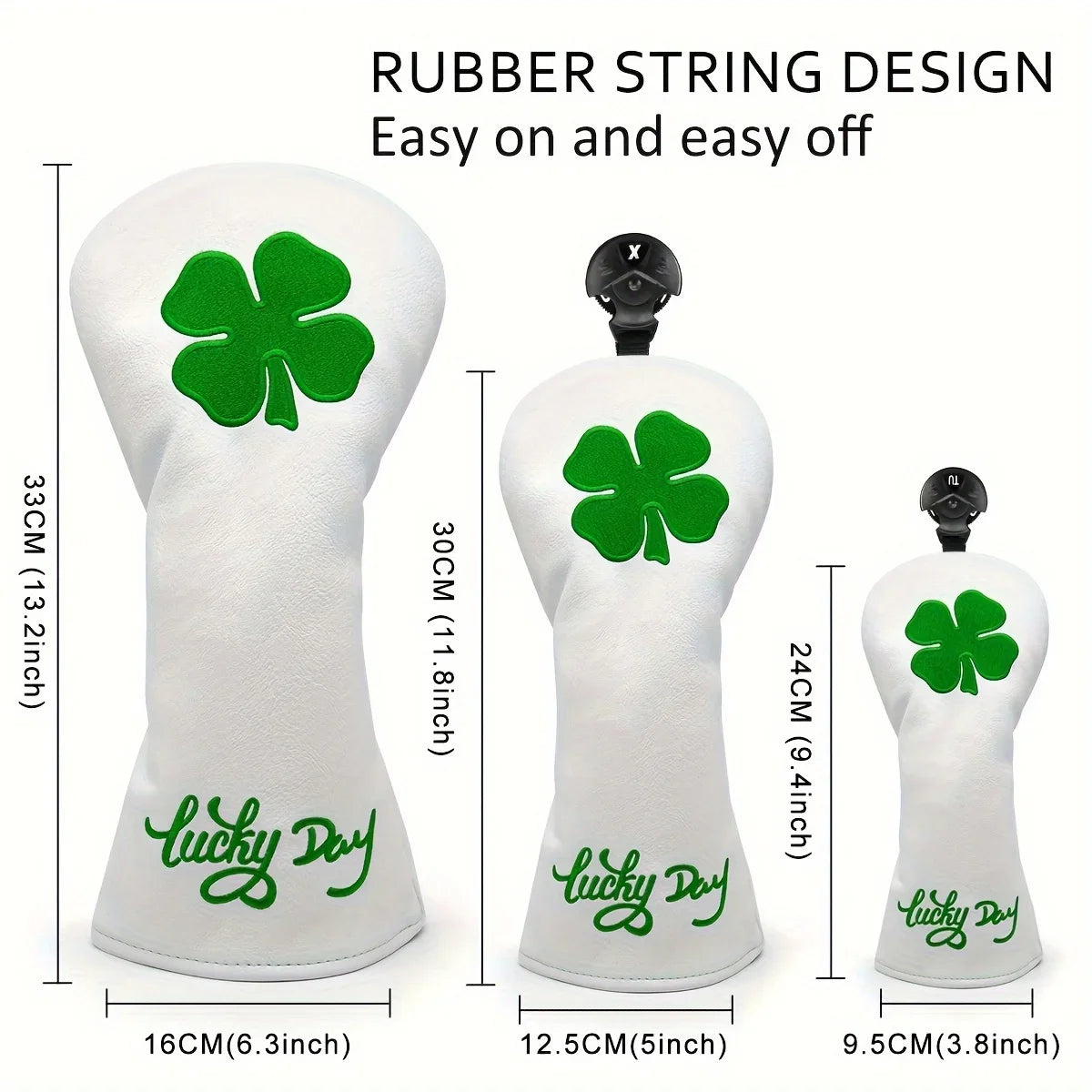 Lucky Clover Golf Club Head Cover - Fits Most Woods & Hybrids, Stretch Closure, Durable Pu Material - Daisan Mart