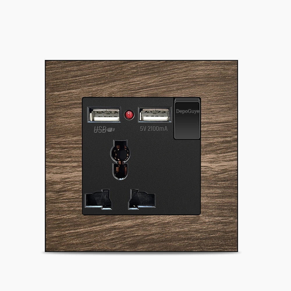 Universal 18W Type-C Plug Quick Charging Dual 3-pin Power Socket 220V,Wall electrical Socket with DC 5V 3.1A Type-c USB Charger - Daisan Mart