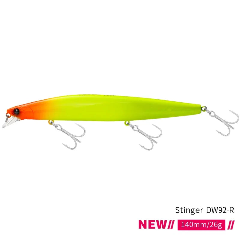TSURINOYA Stinger 140S Fishing Lure Sinking Minnow DW92 140mm 26g Saltwater Seabass Ultra Long Casting Large Hard Baits Jerkbait - Daisan Mart