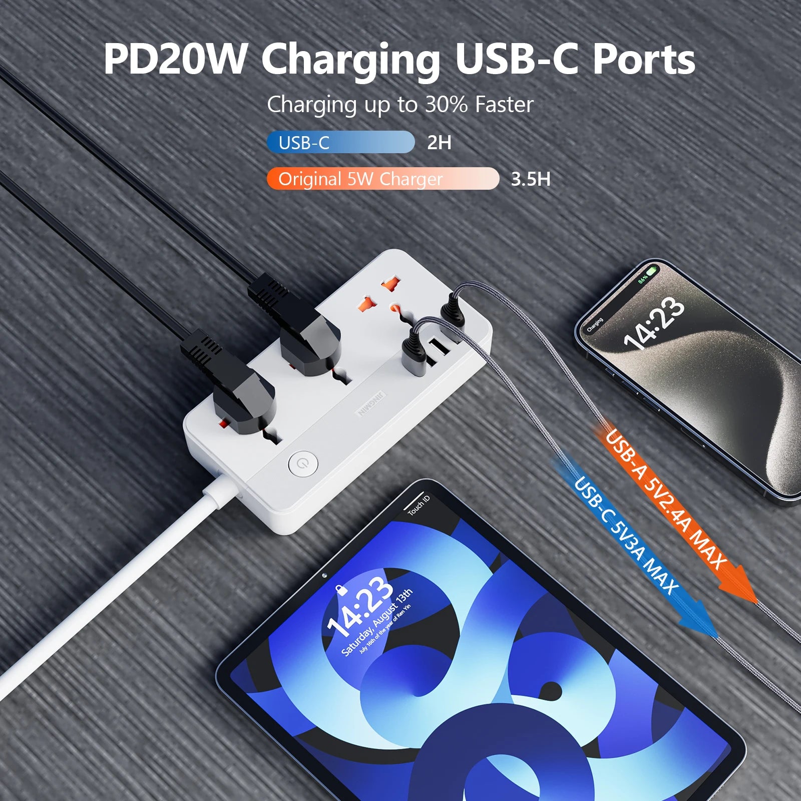 Ổ Cắm Đa Năng Sạc Nhanh 20W USB & Cáp 1.5M Tiện Dụng - Daisan Mart