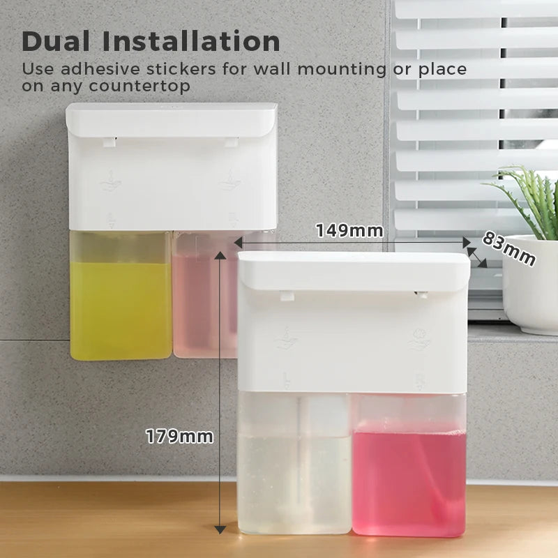 600ml Automatic Foam Soap Dispenser Double-Head Touchless Rechargeable 3-Level Adjustable Induction Sensor for Kitchen Bathroom - Daisan Mart