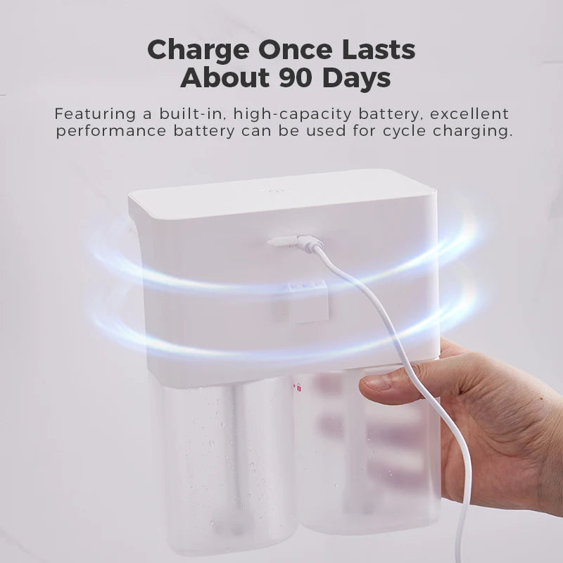 600ml Automatic Foam Soap Dispenser Double-Head Touchless Rechargeable 3-Level Adjustable Induction Sensor for Kitchen Bathroom - Daisan Mart