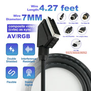 Cáp RGB SCART 1.3m Cho Console Game Cổ Điển Retro