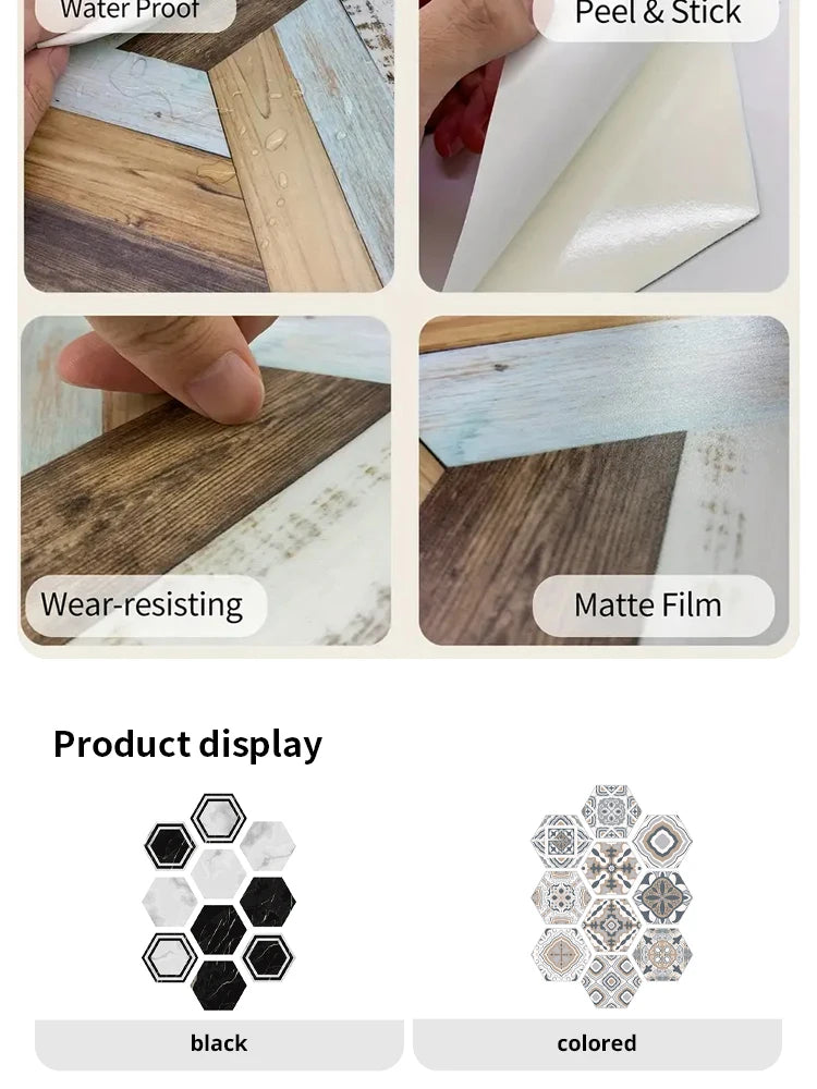 Bộ 10 Miếng Dán Tường 3D Lục Giác Chống Nước - Daisan Mart
