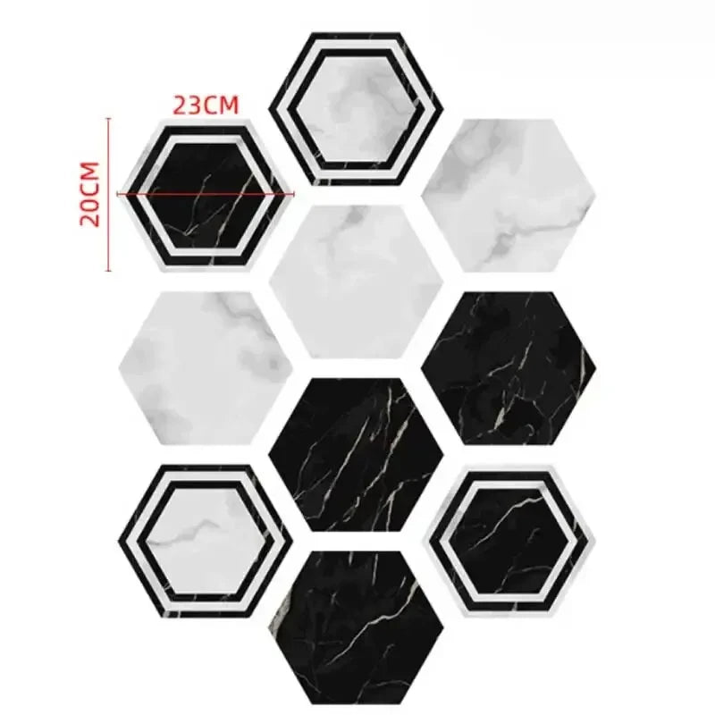 Bộ 10 Miếng Dán Tường 3D Lục Giác Chống Nước - Daisan Mart
