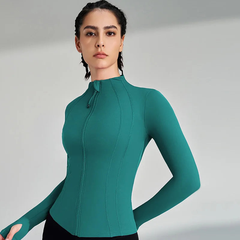 Áo Khoác Tập Gym Nữ Dài Tay Co Giãn Có Lỗ Ngón Tay - Daisan Mart