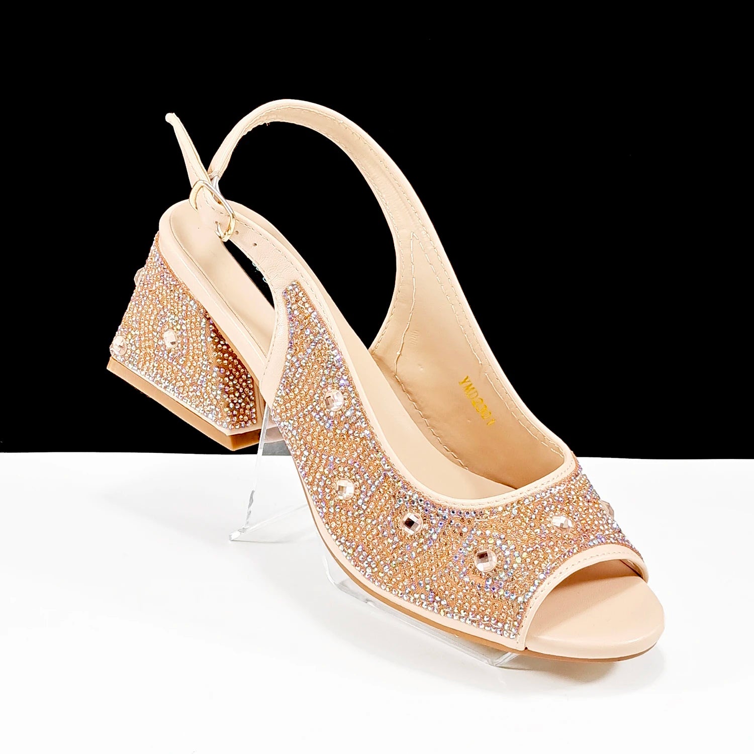 2024 Rhinestone Shoes and Bag Set - Trendy Green