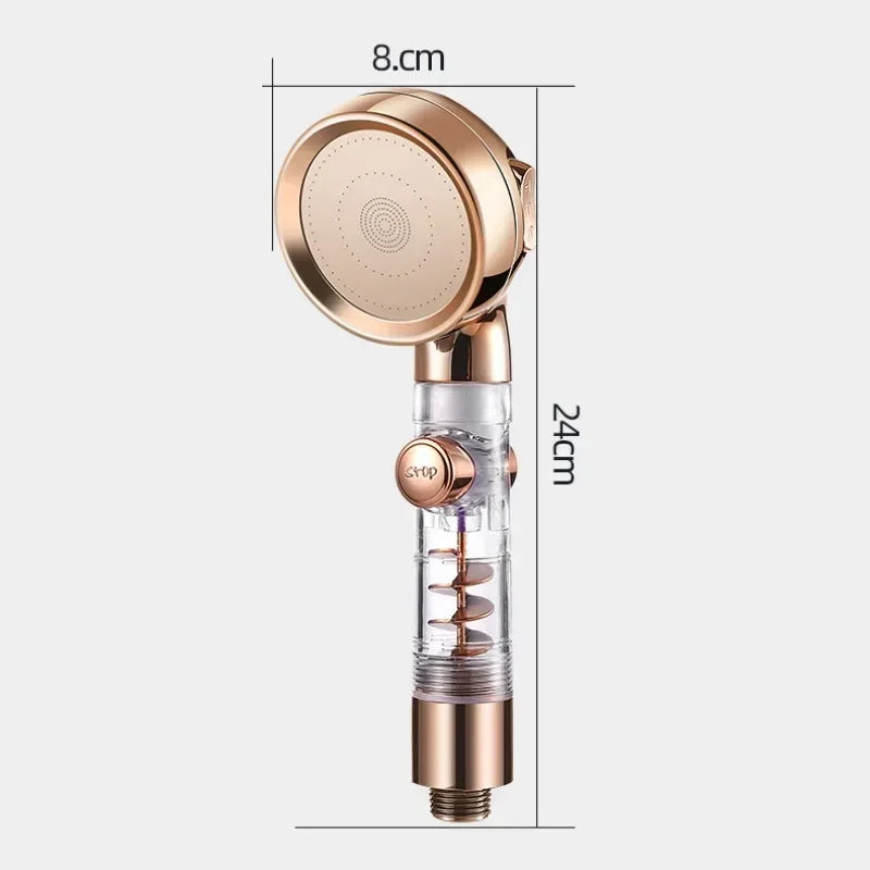 Handheld Turbocharged Pressure Shower Head 3 Modes Propeller Turbo Showerhead for Detachable Rainfall Spray and One-Touch Switch - Daisan Mart