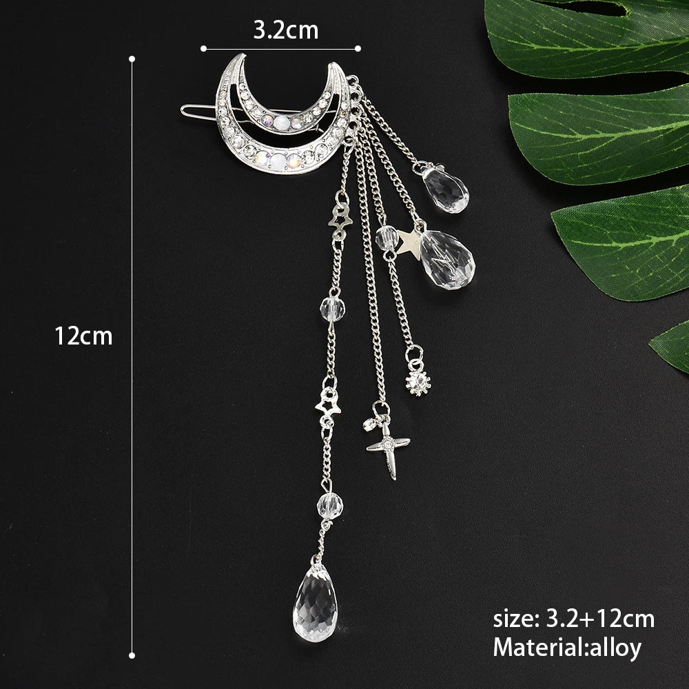 Kẹp Tóc Quý Phái Nguyệt Tú Thạch Đính Hạt Dài - Daisan Mart