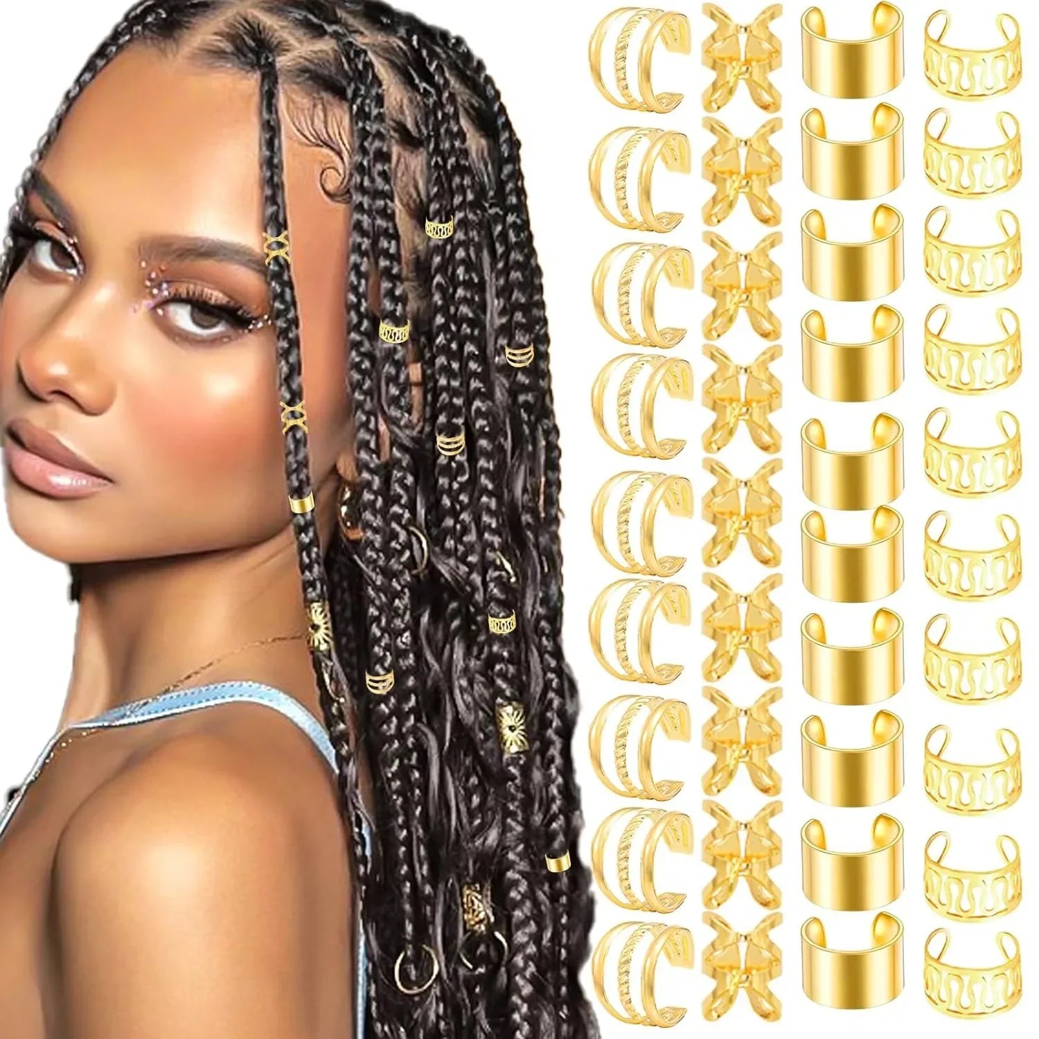 40 Piece Assorted Blonde Hair Jewelry Set for Tet &amp; Dreadlocks