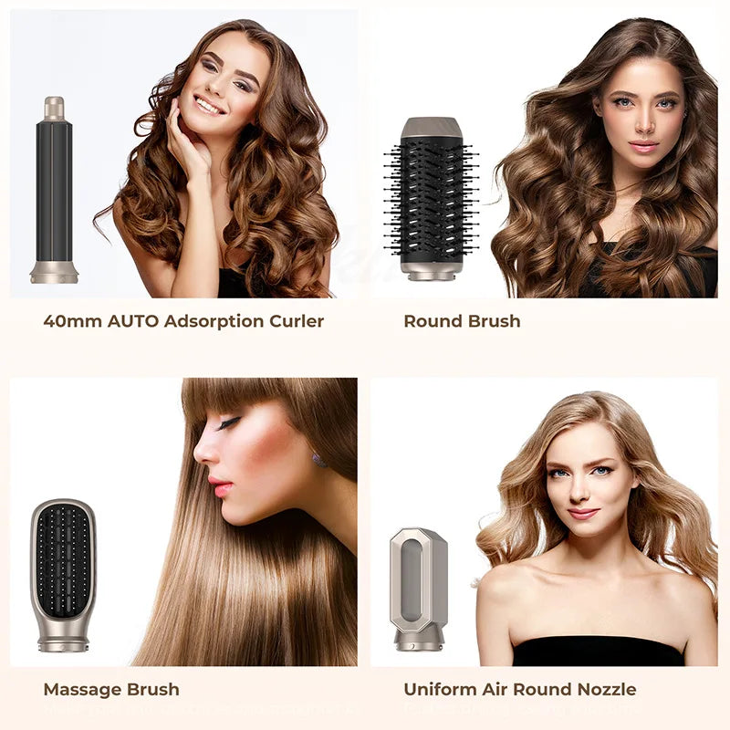 6 in 1 Hair Dryer,Multi Styling Tool,Straightener & 32mm Curling 300 Million Negative Ions Hair Care 1-3 Mins Quick Drying Gifts - Daisan Mart