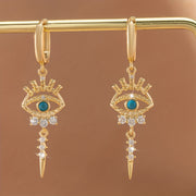 One Pair of Luxury Copper-Inlaid Synthetic Evil Eye Pendant Earrings Dating Gift