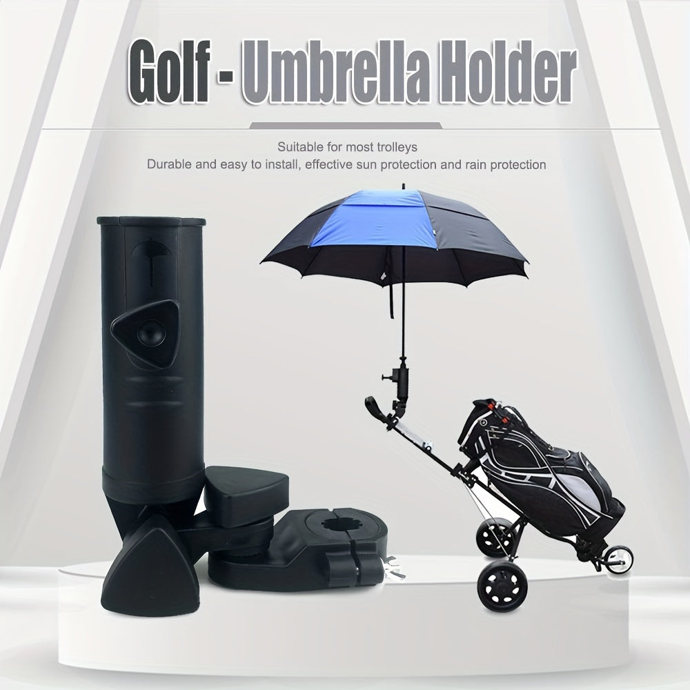 Giá đỡ ô golf màu đen cho xe đẩy, ô xanh đen, xe đẩy golf ba bánh màu đen trắng.