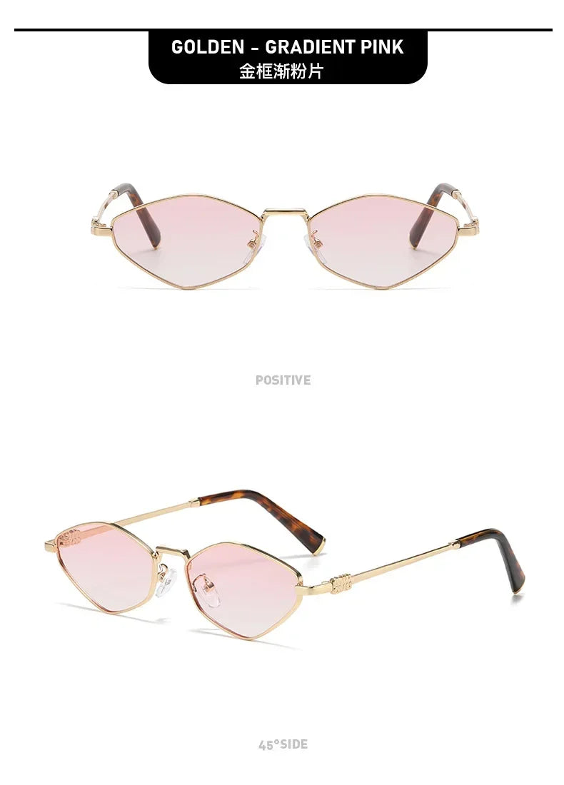 韓版復古鑽石太陽眼鏡，金屬鏡框