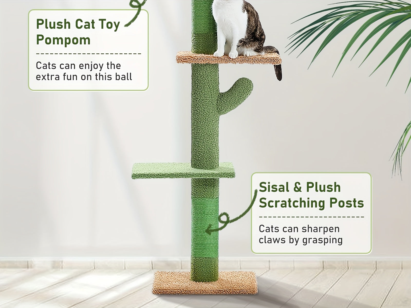 90-107" Floor To Ceiling Cat Tree Tower 4 Tier Tall Cat Climbing Posts Adjustable, Gray, Black, Khaki