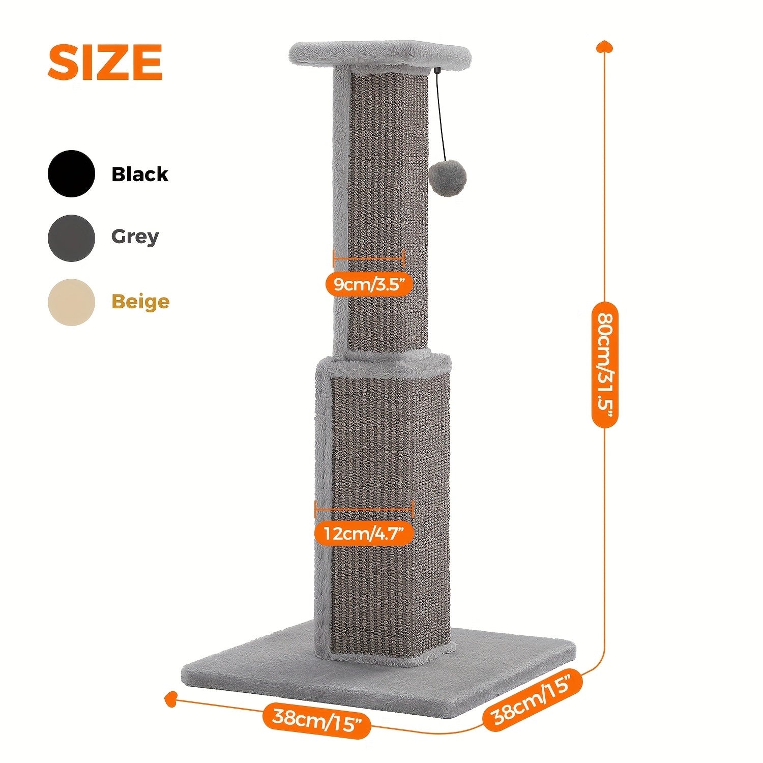 [Durable Cat Tower] Durable And Stable Multi-Level Cat Towers - 18.9"/32'' Cat Scratching Posts, Cat Trees With Hanging Balls For Active Felines, Available In Grey And Black - Daisan Mart