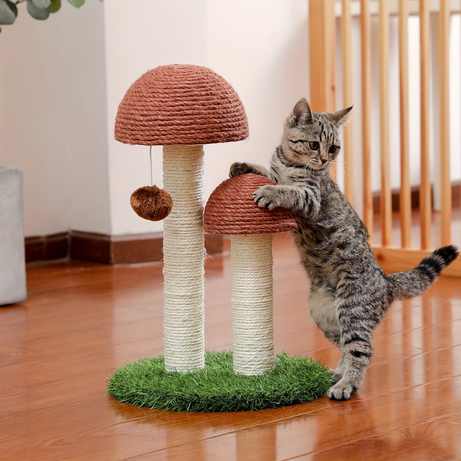 [Durable Cat Tower] Durable And Stable Multi-Level Cat Towers - 18.9"/32'' Cat Scratching Posts, Cat Trees With Hanging Balls For Active Felines, Available In Grey And Black