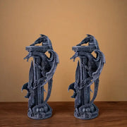Dragon-Shaped Resin Candle Holders Mythical Anime Figurines for Home Decorative Display Painted Animal Pattern for Gifts Crafts - Daisan Mart