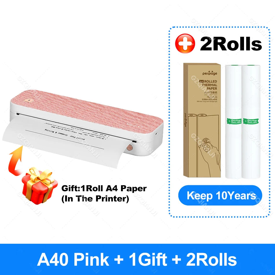 Peripage A40 P81 Inkless Portable A4 Thermal Printer Wireless Bluetooth USB Printing Text PDF Document Photos A4 Machine Maker - Daisan Mart