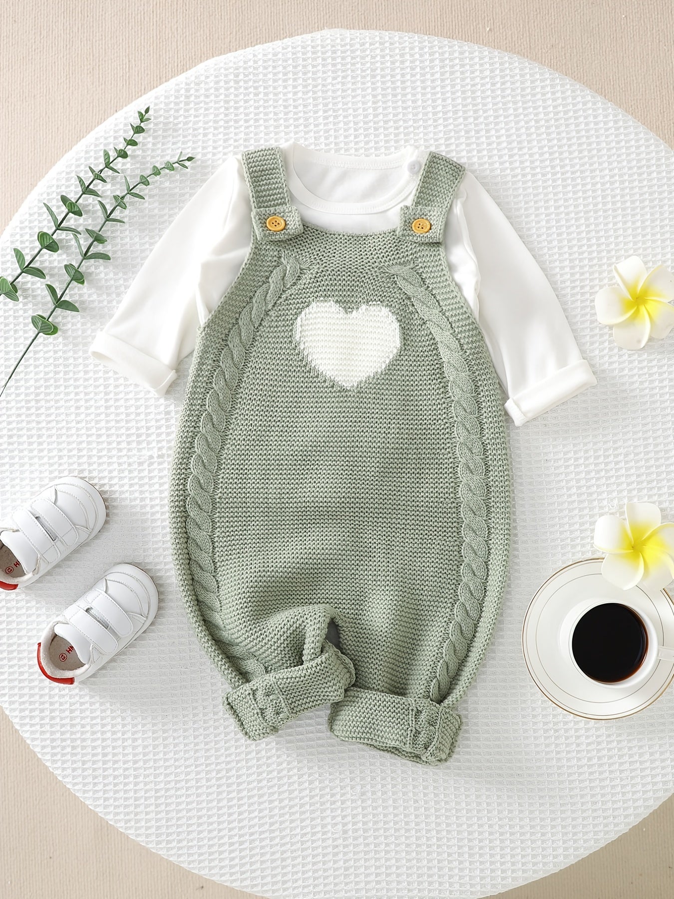 Baby Clothing Girl Baby Bodysuit Baby Love Jacquard Boys Knitted Bodysuit, Suitable For Indoor And Outdoor Wear - Daisan Mart