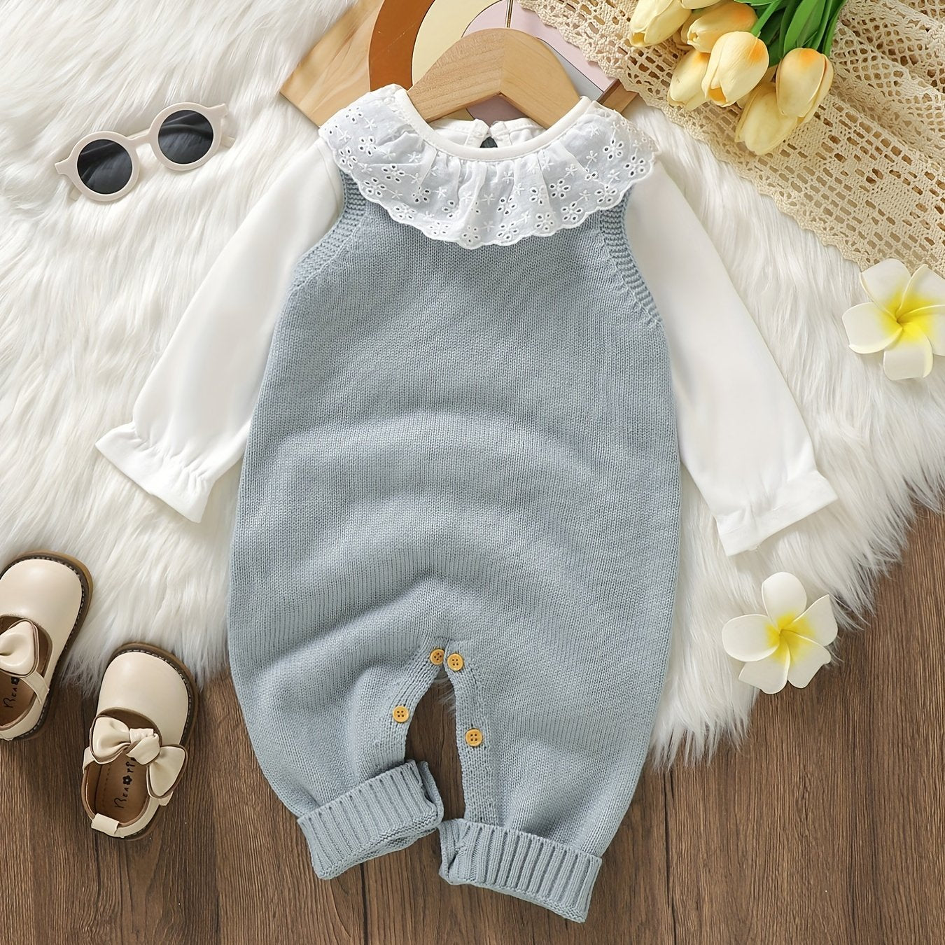 Baby Clothing Girl Baby Bodysuit Baby Love Jacquard Boys Knitted Bodysuit, Suitable For Indoor And Outdoor Wear - Daisan Mart