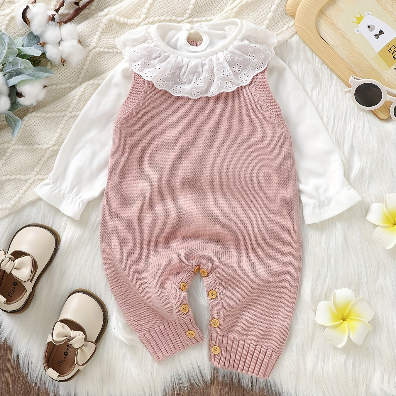 Baby Clothing Girl Baby Bodysuit Baby Love Jacquard Boys Knitted Bodysuit, Suitable For Indoor And Outdoor Wear - Daisan Mart