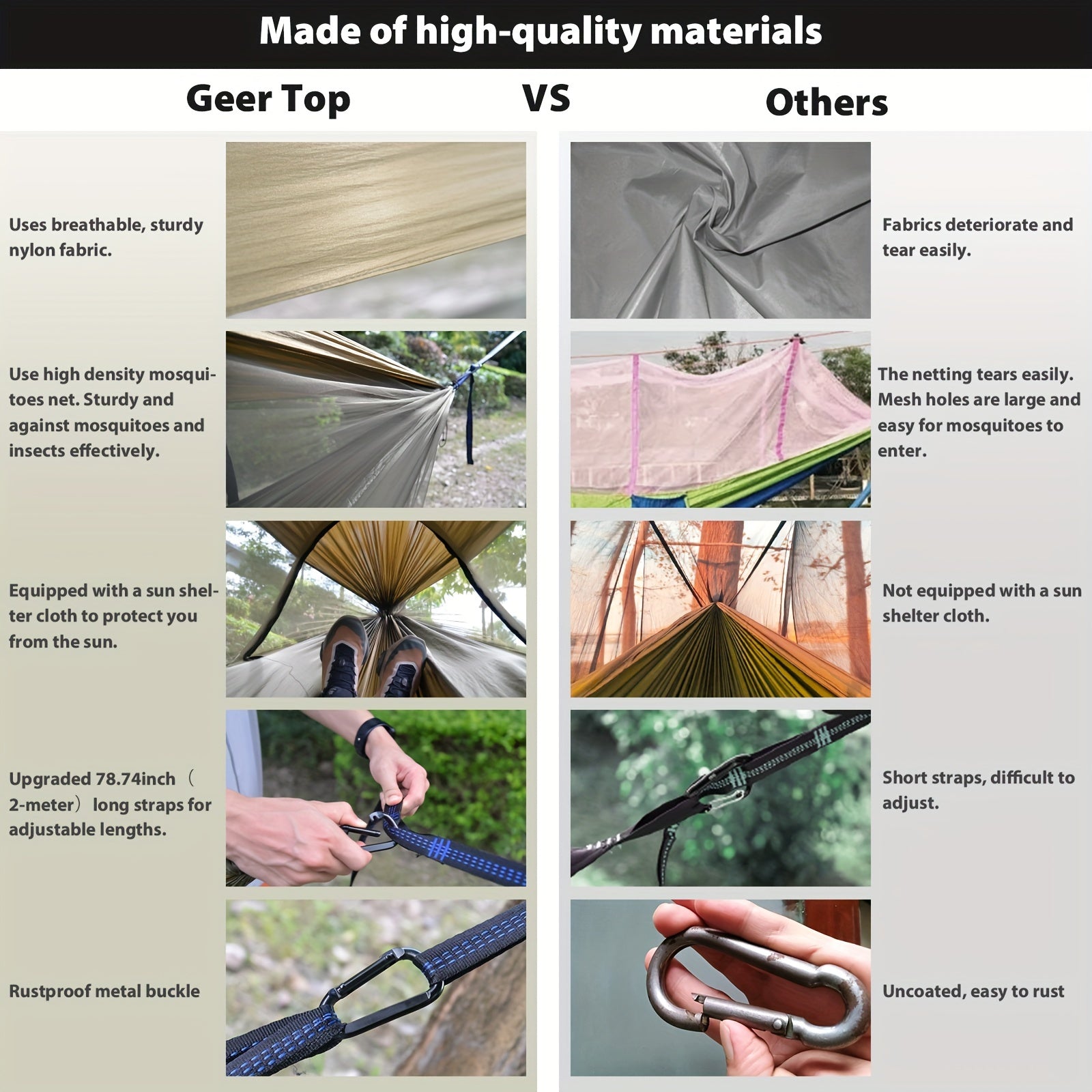 [3-in-1 Hammock] GEERTOP 3-in-1 Outdoor Hammock | Double Sleep Rest Camping Hammock with Mosquito Net Sun Shelter for Backpacking Travel Garden Park - Daisan Mart